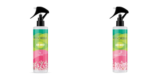 ABSORBIA Room Freshener: Tube Rose & Japanese Cherry Flower, Pack of 2, Essential Oil Aroma, 200ML, 1000 sprays.