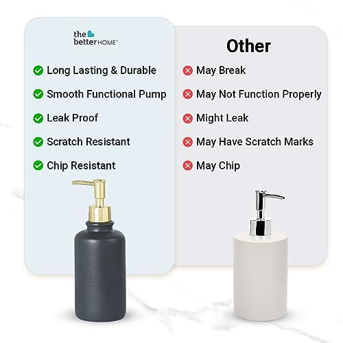 Better Home Ceramic Soap Dispenser Set, 400ML, 4Pcs for Bathroom, Kitchen, Hand Soap, Wash Basin.