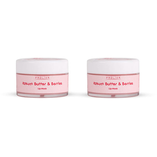 Prolixr Kokum Butter Berry Lip Mask - Overnight Hydration for Chapped, Dark, Dry Lips - All Skin Types - Cruelty Free - Pack of 2