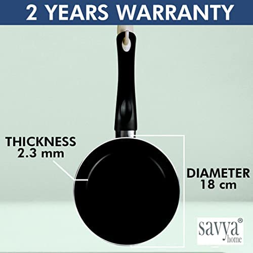 SAVYA HOME 26cm Non Stick Fry Pan-2.3mm Black1 Savya- 18cm Non Stick Fry Pan-2.3mm Black Heat Surround Cooking  Gas  Induction Cookware  Black