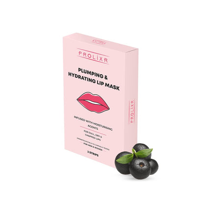 Prolixr Plumping  Hydrating Lip Mask - For Pink Lips Witch Hazel Aloe Vera Acai Berry  Mulberry Dark Dull Dry  Chapped Lips  Women  Men  3 Strips