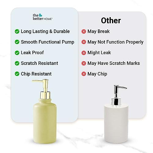 The Better Home 400ml Soap Dispenser Bottle - Green Set of 6 Ceramic Liquid Pump Dispenser for Kitchen Wash-Basin and Bathroom