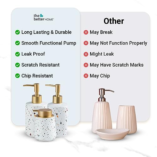 The Better Home White Ceramic Liquid Soap Dispenser Set, Pack of 3, Bathroom Accessories & Organizer.