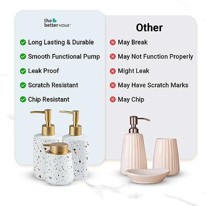 The Better Home White Ceramic Liquid Soap Dispenser Set, Pack of 3, Bathroom Accessories & Organizer.