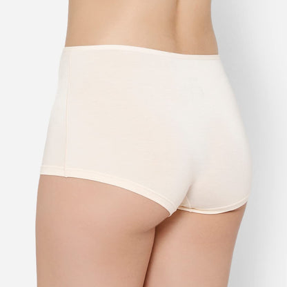 Mush Womens Ultra Soft High Waist Bamboo Modal Boyshorts  Breathable Panties  Anti-Odor Seamless Anti Microbial Innerwear L Beige