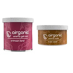 Airganic Aroma Car Freshener Combo Pack  Gel Can Crimson Land  Aroma Cube Swiss Wood air fragrance