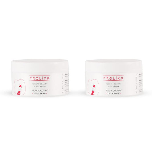 Prolixr Jeju Volcanic Day Cream - With Aloe Vera  Pomegranate - Brightening Day Cream For Collagen Boosting - Korean Skin Care Products - For All Skin Types- Pack Of 2