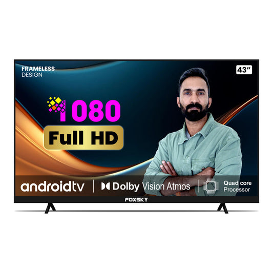 Foxsky 109 cm 43 inches Full HD Smart LED TV 43FSFHS With Black Frameless Edition Dolby Audio