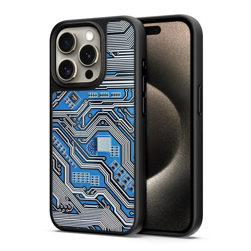 Motherboard Circuit Blue 3D Mobile Bumper Cover