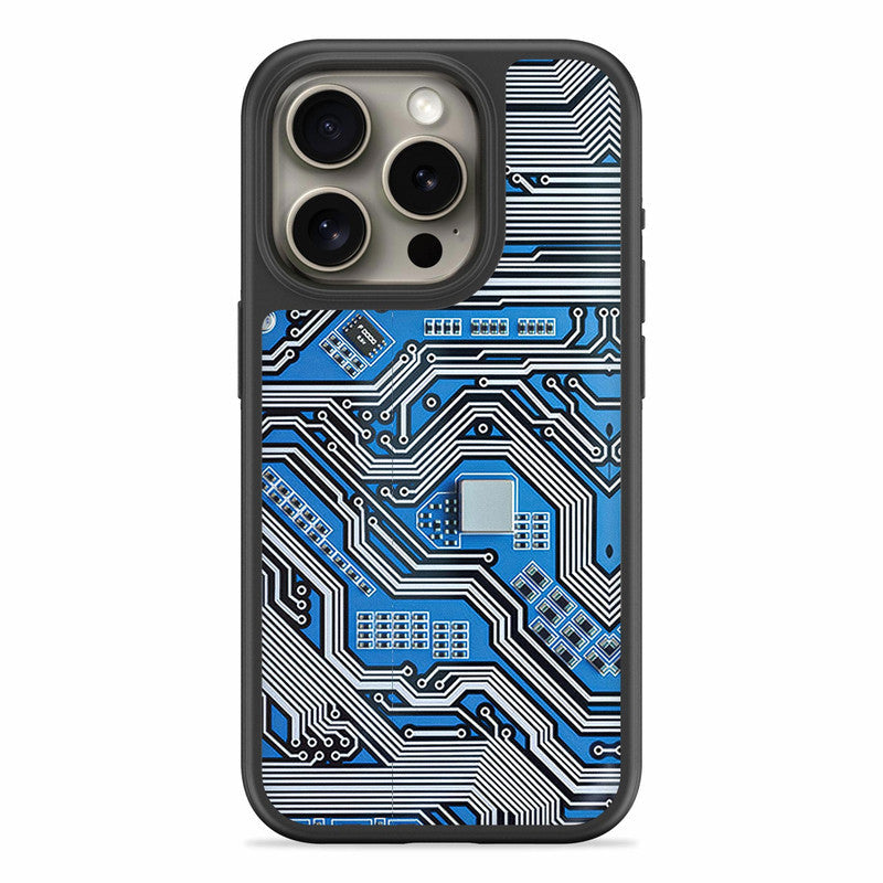 Motherboard Circuit Blue 3D Mobile Bumper Cover