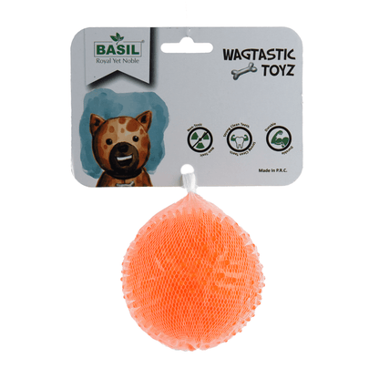 Basil Squeaky Rubber Ball Toy for Dogs Orange  For Medium Chewers Orange