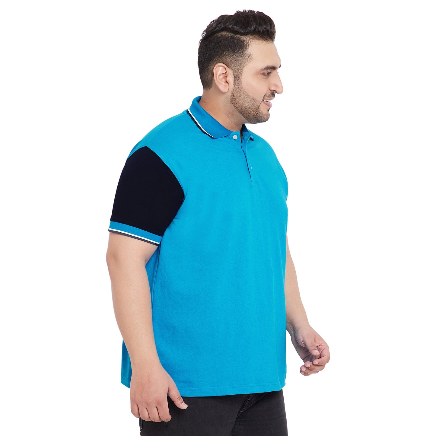 Men Plus Size Cosmo Colorblock Polo Tshirt