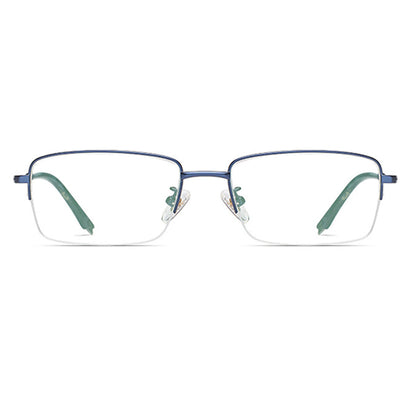 Stylish Flat Mirror With Titanium Frame for Business and Classic Anti-blue Light Glasses