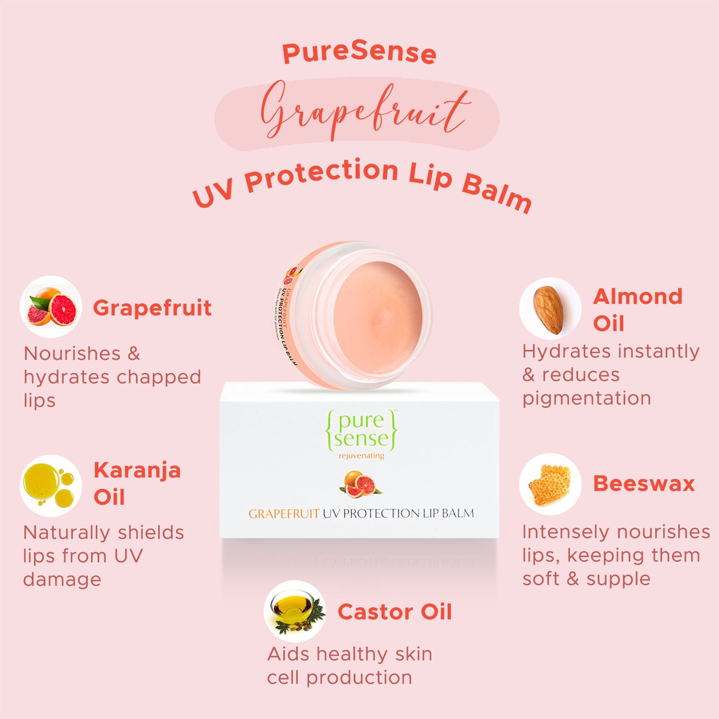 Grapefruit UV Protection Lip Balm  From the makers of Parachute Advansed  5g