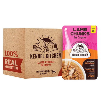 Kennel Kitchen Lamb Chunks in Gravy Puppy  Adult Dog Wet Food All Life Stage