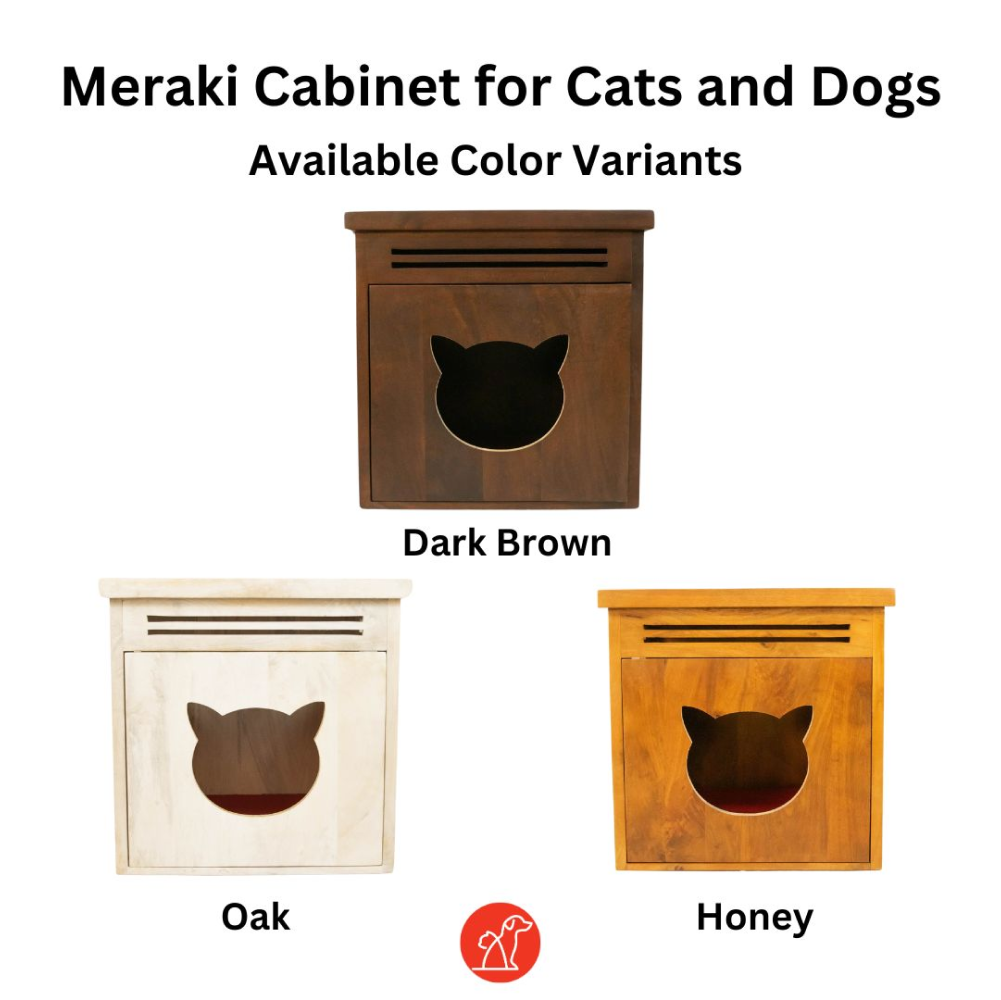 FurryLiving Meraki Cabinet with Cushion for Small Dogs and Cats Oak