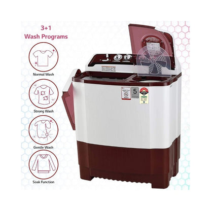 LG 10 kg 5 Star Semi-Automatic Top Loading Washing Machine P1050SRAZ Burgundy Wind Jet Dry