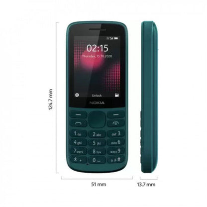 Nokia 215 DS 4G Keypad Phone with Long Battery LifeWireless FM Radio Cyan