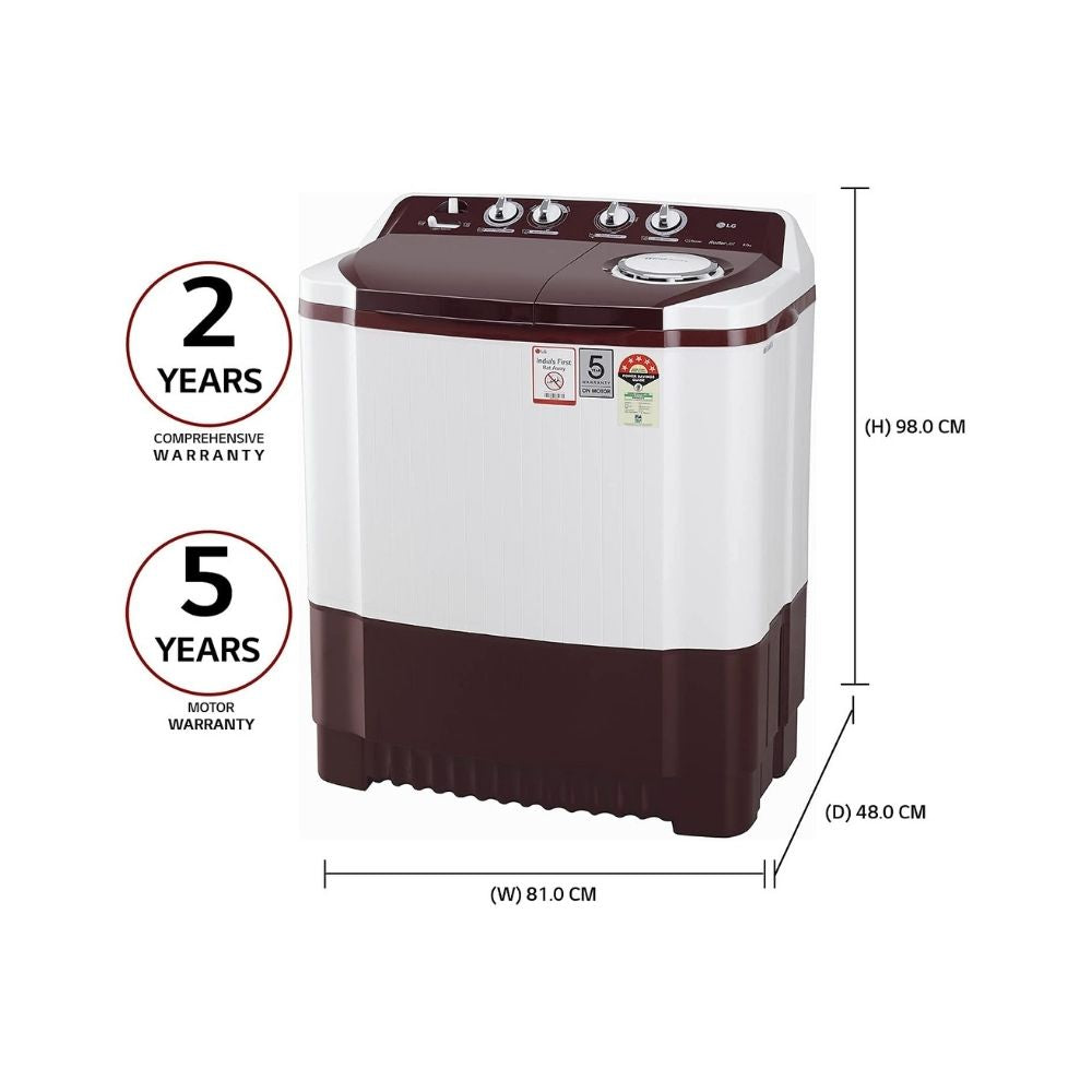 LG P8035SRAZ 8 kg Semi Automatic Washing Machine Burgabdy red P8035SRAZ