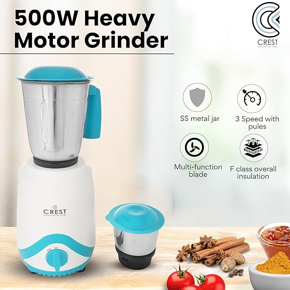 Crest Mixer Grinder 2 Jar 500W Turbo Motor