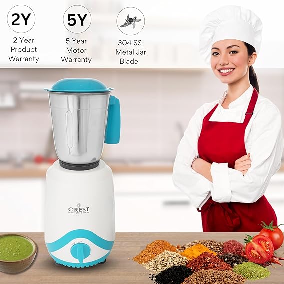 Crest Mixer Grinder 2 Jar 500W Turbo Motor