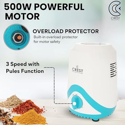 Crest Mixer Grinder 2 Jar 500W Turbo Motor