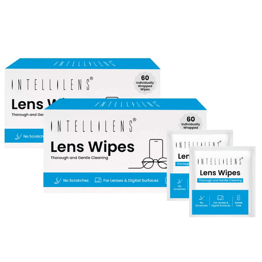 Intellilens Lens Cleaner Wipes 2 Packs of 60  Lens Cleaner for Spectacles  All Digital Screens  Fast Drying Gentle and Scratch Free Cleaning