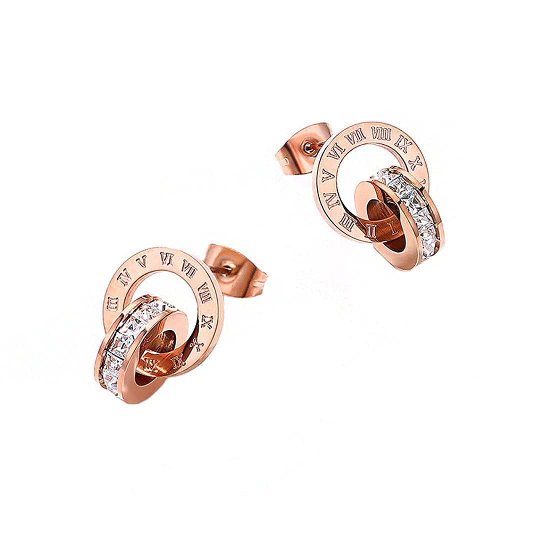 Yellow Chimes Rose Gold Plated Stainless Steel Crystal Drop Earrings for Women and Girls.