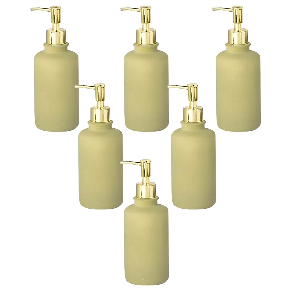 The Better Home 400ml Soap Dispenser Bottle - Green Set of 6 Ceramic Liquid Pump Dispenser for Kitchen Wash-Basin and Bathroom