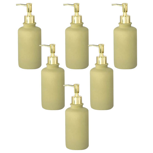 The Better Home 400ml Soap Dispenser Bottle - Green Set of 6 Ceramic Liquid Pump Dispenser for Kitchen Wash-Basin and Bathroom