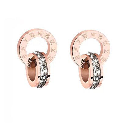 Yellow Chimes Rose Gold Plated Stainless Steel Crystal Drop Earrings for Women and Girls.