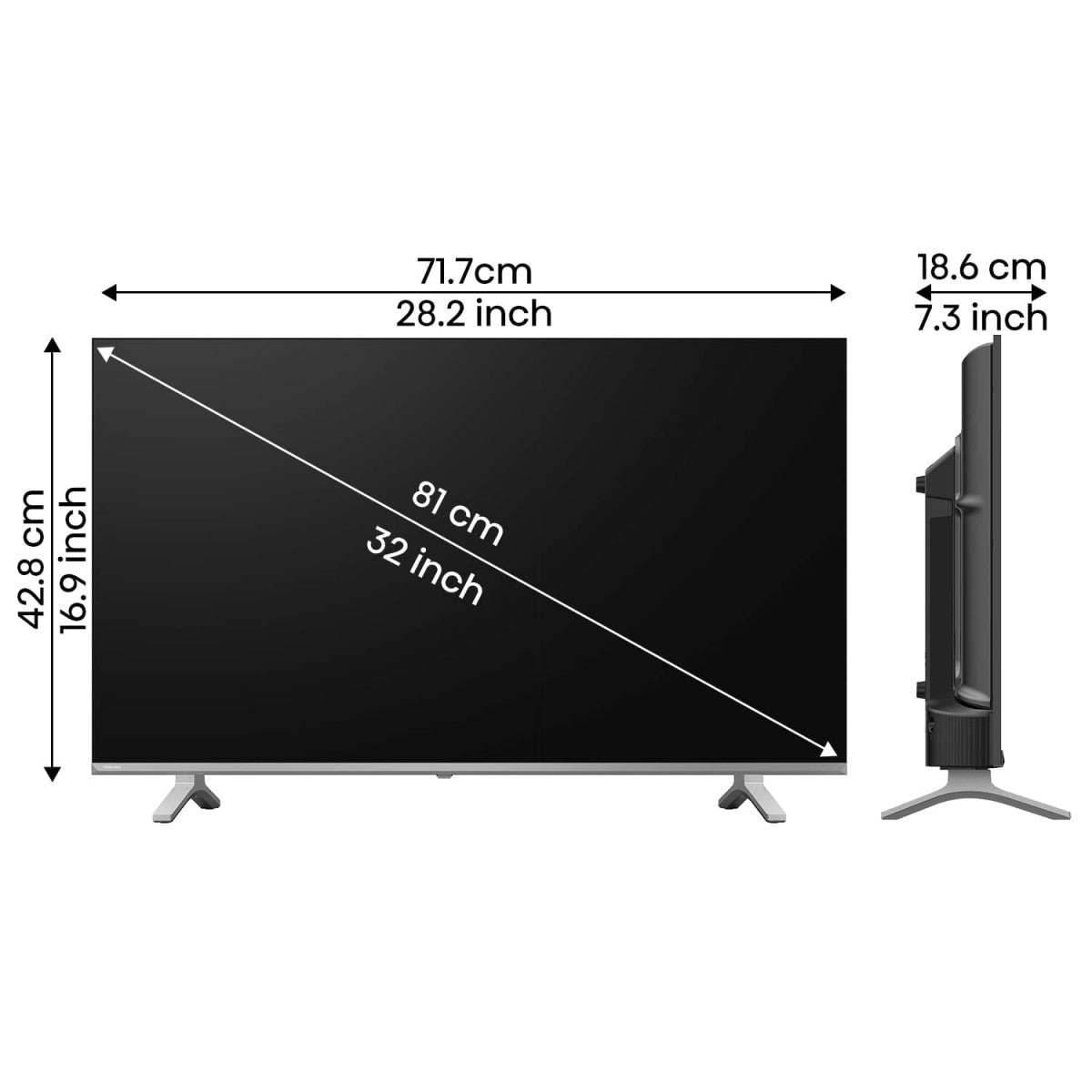 Wybor Macho PRO 80 cm 32 Inches HD Ready Smart LED TV Black 2021 Model  with Frameless Design