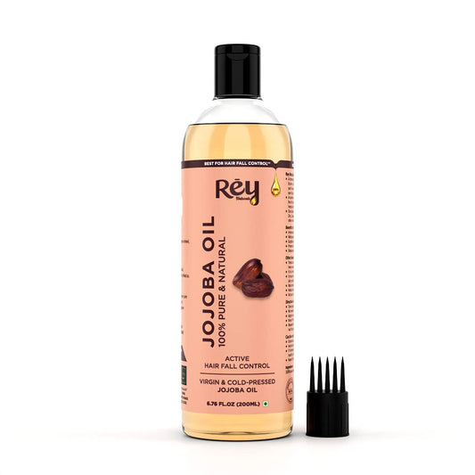 Rey Naturals Jojoba Oil 100 Pure Natural  Cold Pressed - Hydrates Skin Nourishes Hair Scalp - 200 Ml
