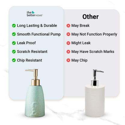 The Better Home 320ml Green Ceramic Dispenser Set of 4 for Kitchen, Wash-Basin, Bathroom - Ideal for Shampoo, Hand Wash, Sanitizer, Lotion.