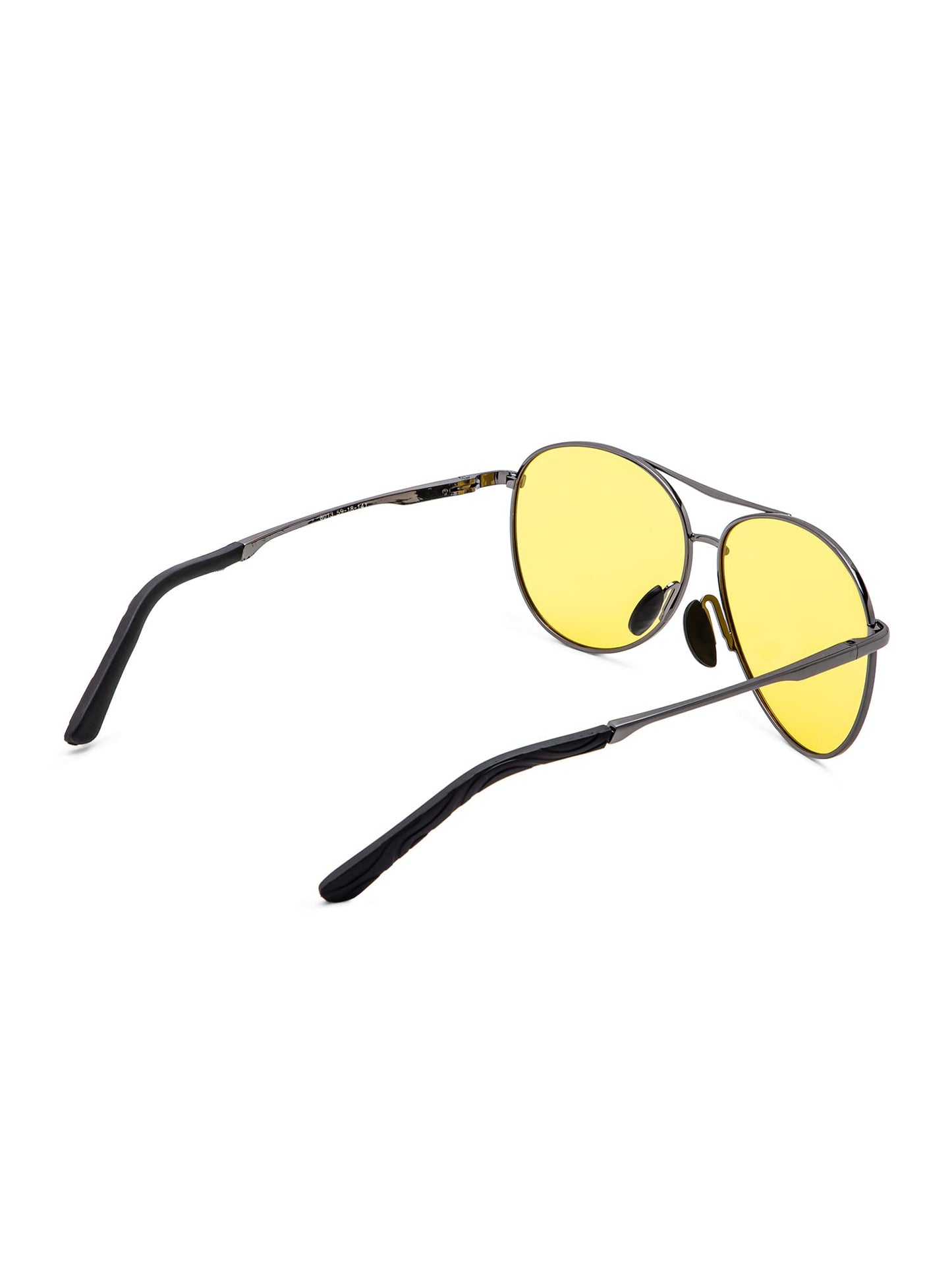 Intellilens Stylish Polarized UV Protected Aviator Sunglasses for Men, Yellow Lenses, Lightweight & Durable.