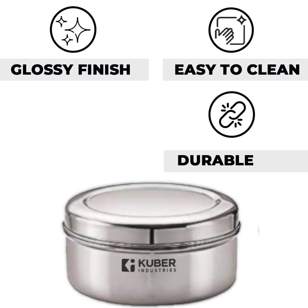 Kuber Industries Set of 2 Stainless Steel Flat Kitchen Container Set  Rust Proof  Durable  Multipurpose Easy to Clean Sturdy  Stackable  Assorted