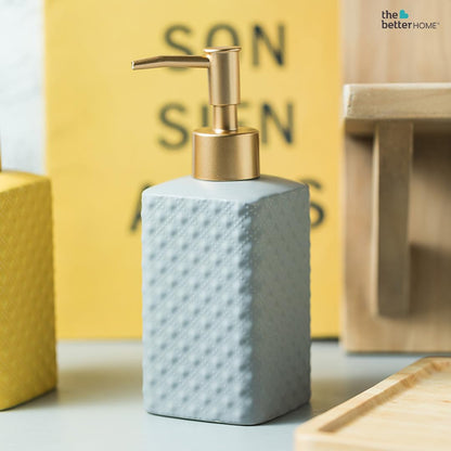 The Better Home Ceramic Soap Dispenser Set 350ML, 3Pcs for Bathroom, Kitchen, Hand Soap, Wash Basin.