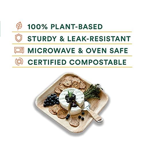 Kuber Industries Pack of 75 Disposable Palm Leaf Plates  Microwave  Oven Safe  Compostable Biodegradable Disposable Tableware  Eco-Friendly Use  Throw Plates  Party Dinner Plate 6  6 Inch