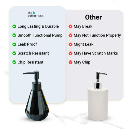 The Better Home 250ml Black Ceramic Dispenser for Kitchen, Bathroom - Ideal for Shampoo, Hand Wash, Sanitizer, Lotion.