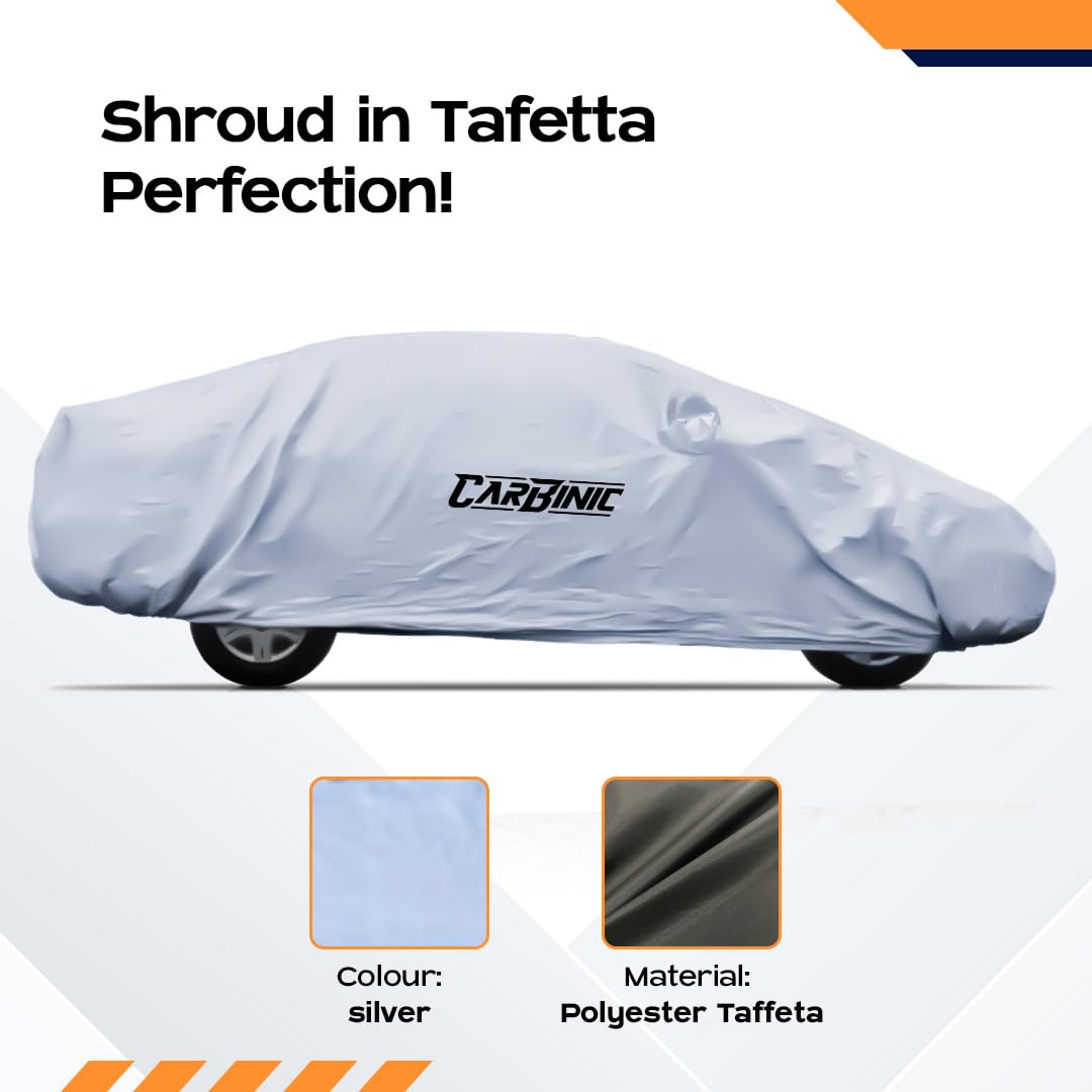 CARBINIC Car Body Cover for KIA Seltos 2019: Water Resistant, UV Protection, Scratchproof, Dustproof, All-Weather, Mirror Pocket, Antenna, Silver