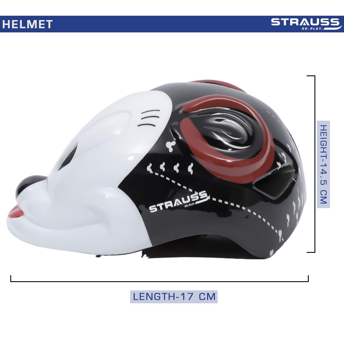 Strauss Kids Cycling Helmet, Lightweight, Superior Ventilation, Adjustable Size, Multisport for Cycling, Skating, Skateboarding, Black.