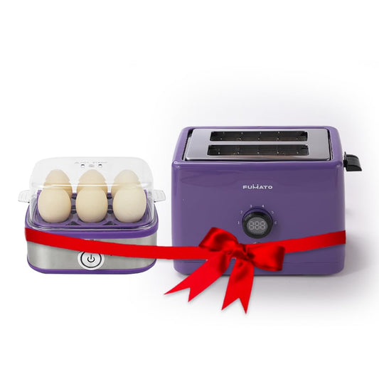 The Better Home FUMATO 2-Slice Toaster & Egg Boiler, Wedding/Housewarming Gift, 1-Year Warranty, Purple