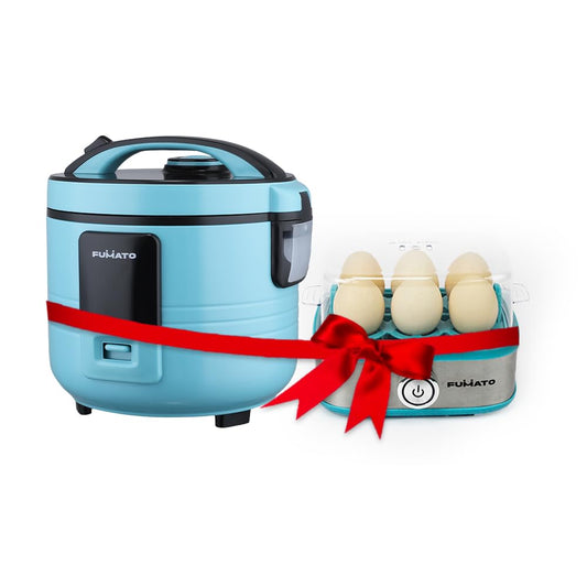 The Better Home FUMATO 2-in-1 Egg Boiler, 3-in-1 Electric Cooker, Steamer, Housewarming/Wedding Gifts, 1 Yr Warranty, Misty Blue.