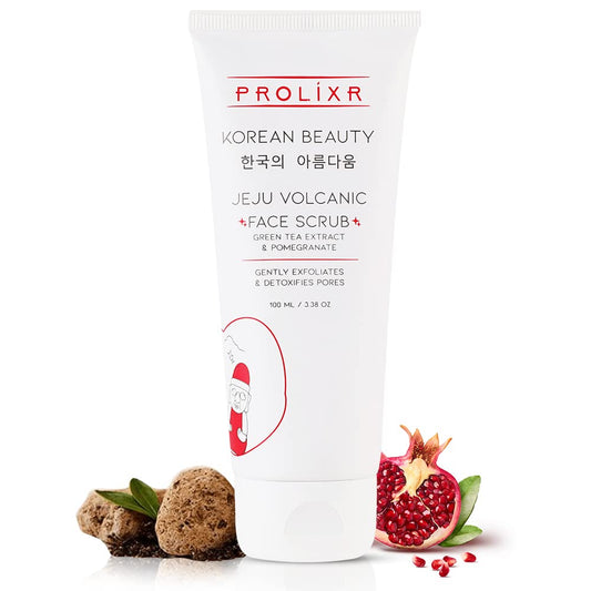 Prolixr Jeju Volcanic Scrub - Exfoliating Face Scrub  Skin Brightening  Blackheads  Whiteheads  Korean Skin Care  All Skin Types - 100ml