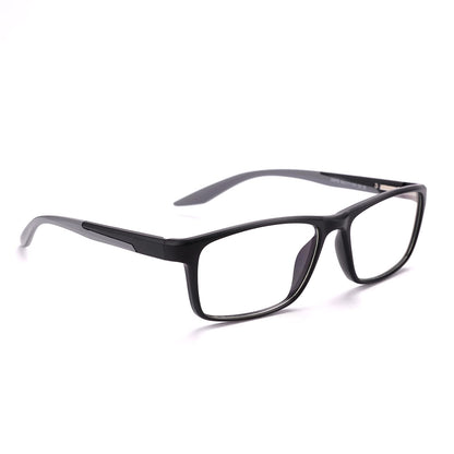 Intellilens Zero Power Blue Cut Computer Glasses, Anti Glare, UV Protection, Matte Black, Square Medium, for Men & Women.