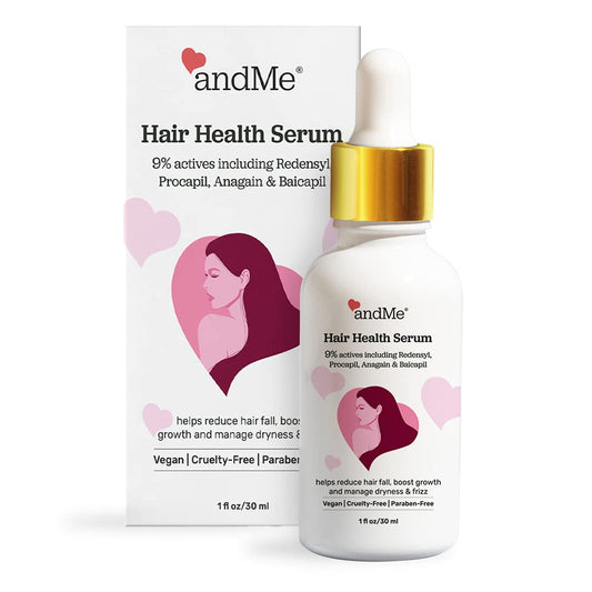 andMe Hair Serum  Controls Hair Fall and Dryness  Frizziness  Makes Hair Smooth thick  Increases Growth  Dermat Tested  Paraben  Vegan Free  30ML