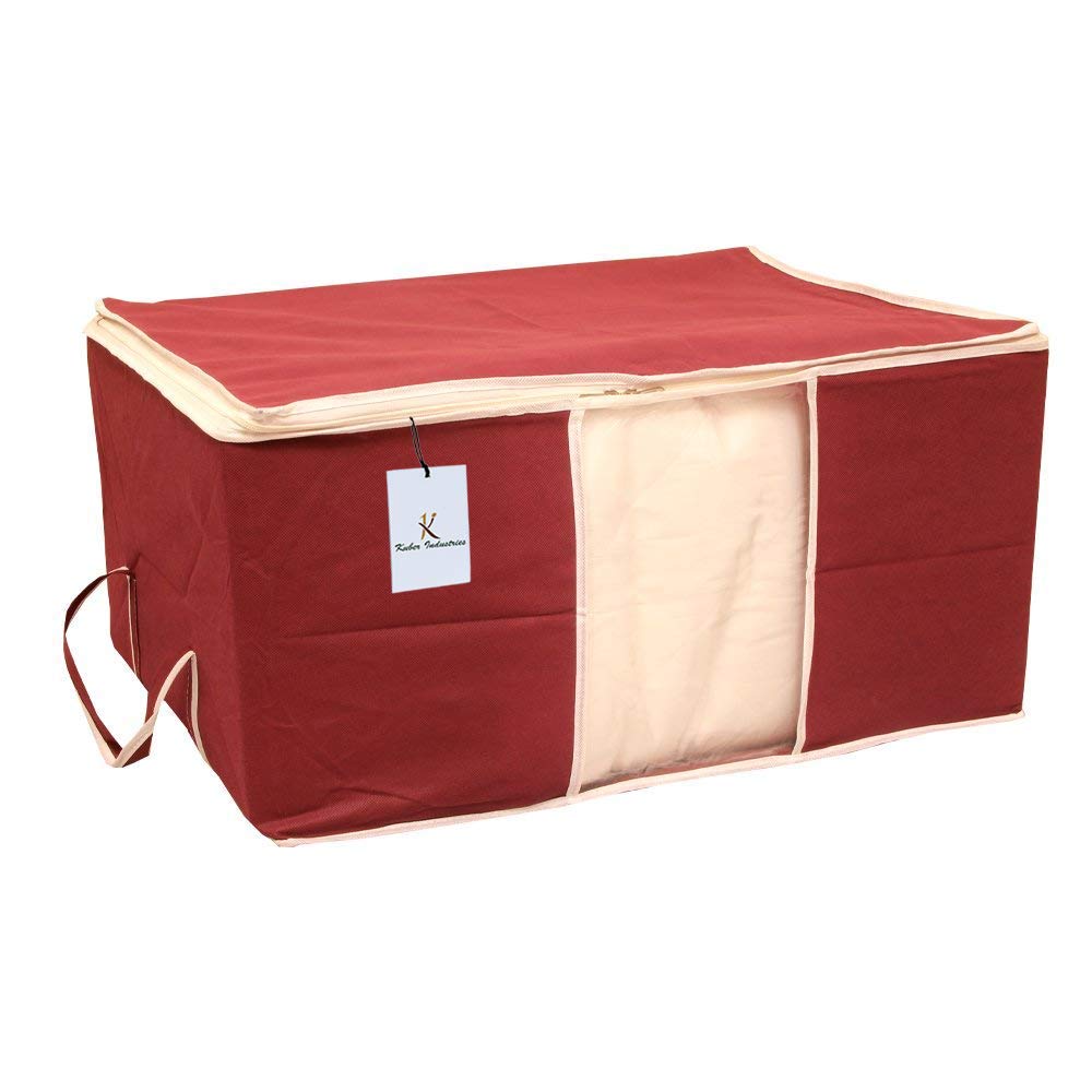 Kuber Industries 3 Piece Non Woven Underbed Storage Organiser Set Extra Large Maroon CTS039