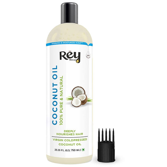 Rey NaturalsCoconut Oil  100 Pure  Natural Virgin Coconut Oil for Hair and Skin - Hair Growth Strengthens Hair Improves Scalp Condition 750