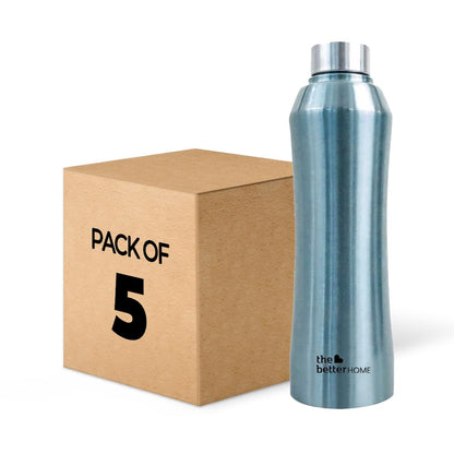 The Better Home Steel Water Bottle 5Pcs-1L, Leak-Proof, BPA-Free, for Kids, School, Home, Gym, Office, Aesthetic.