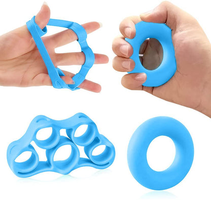 Strauss Finger Stretcher & Hand Strengthener for Carpal Tunnel Relief, Grip Strength, Silicone, Set of 2, Blue